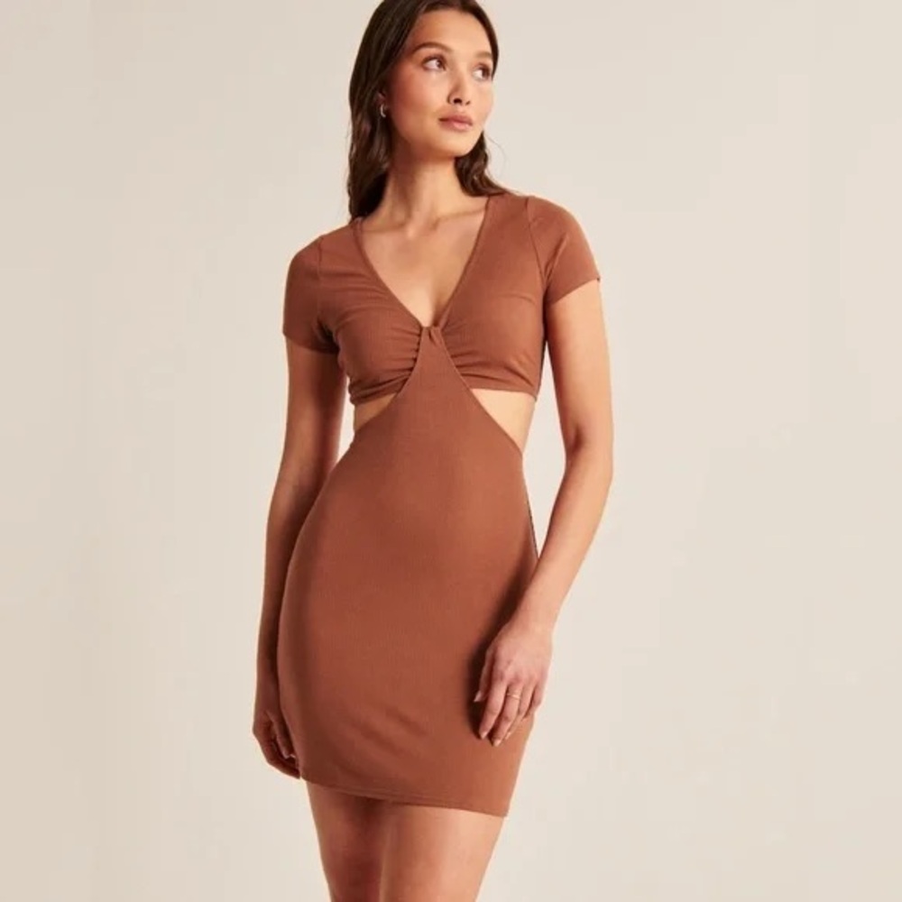 Abercrombie & Fitch Cut Out Bodycon Ribbed Dress